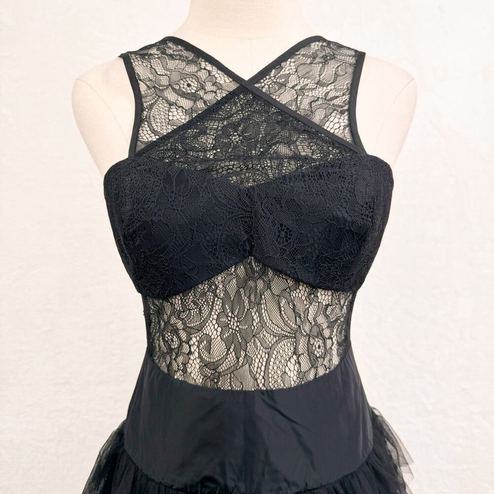 BCBGeneration Lace & Tulle Dress Black Mini Cocktail Party LBD Whimsigoth Size 6 - Picture 4 of 15